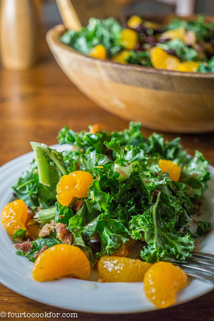 Tangerine Kale Salad With Cranberry Dressing Four To Cook For